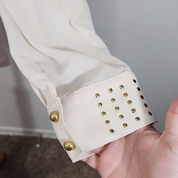 Daytrip semi-sheer long sleeve creme studded lightweight blouse size XL NWT - Picture 2 of 14